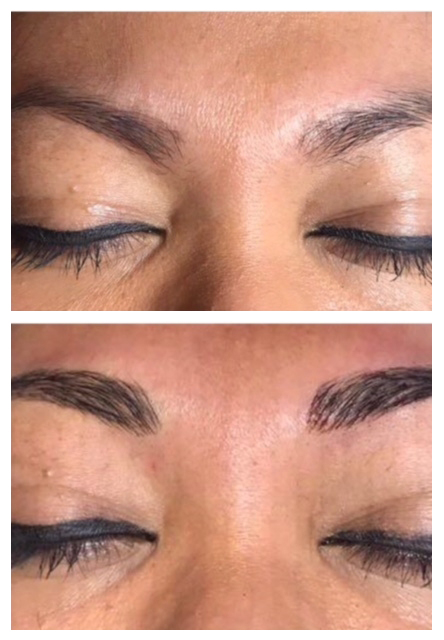 before and after Hinsdale ombre brows