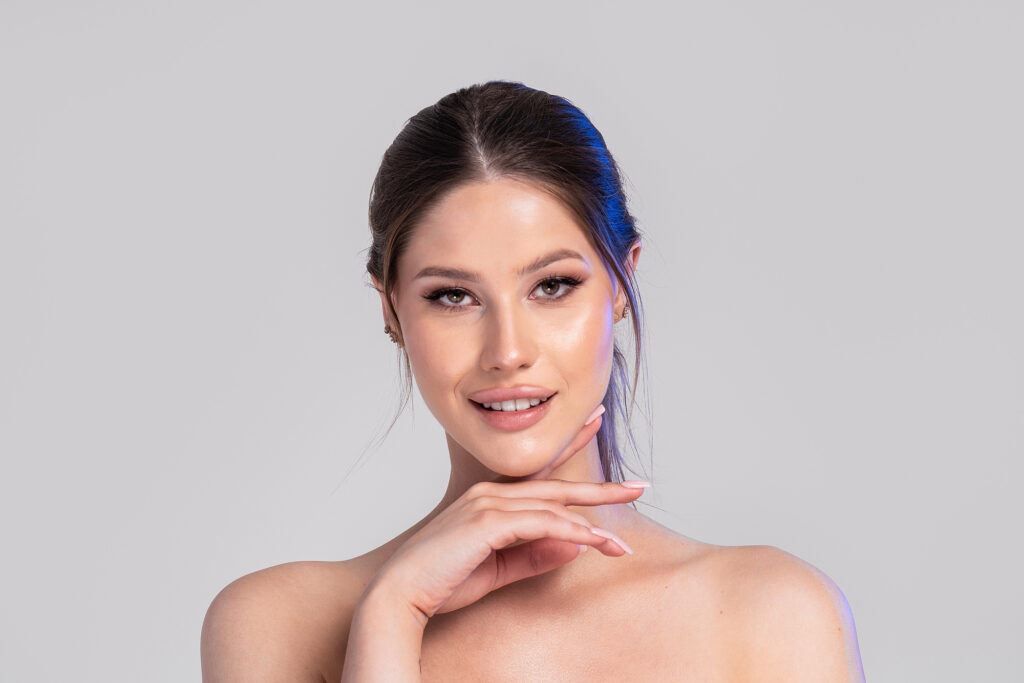 Woman with hydrated skin and nails. 