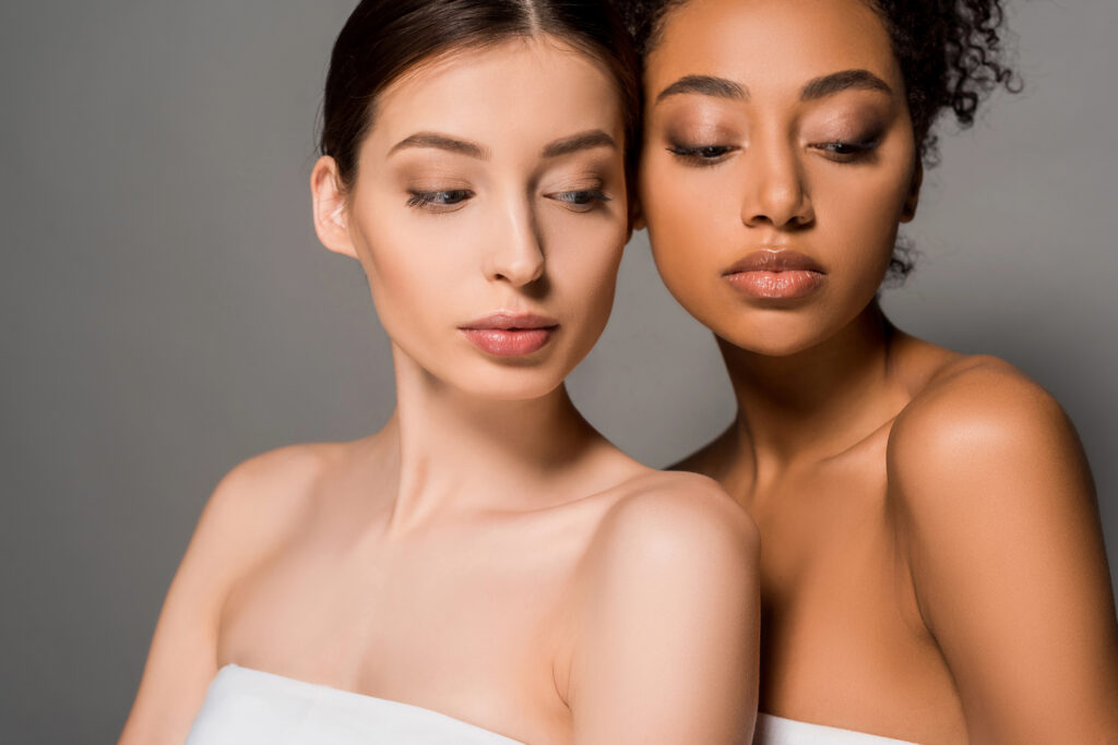 Two women with beautiful skin